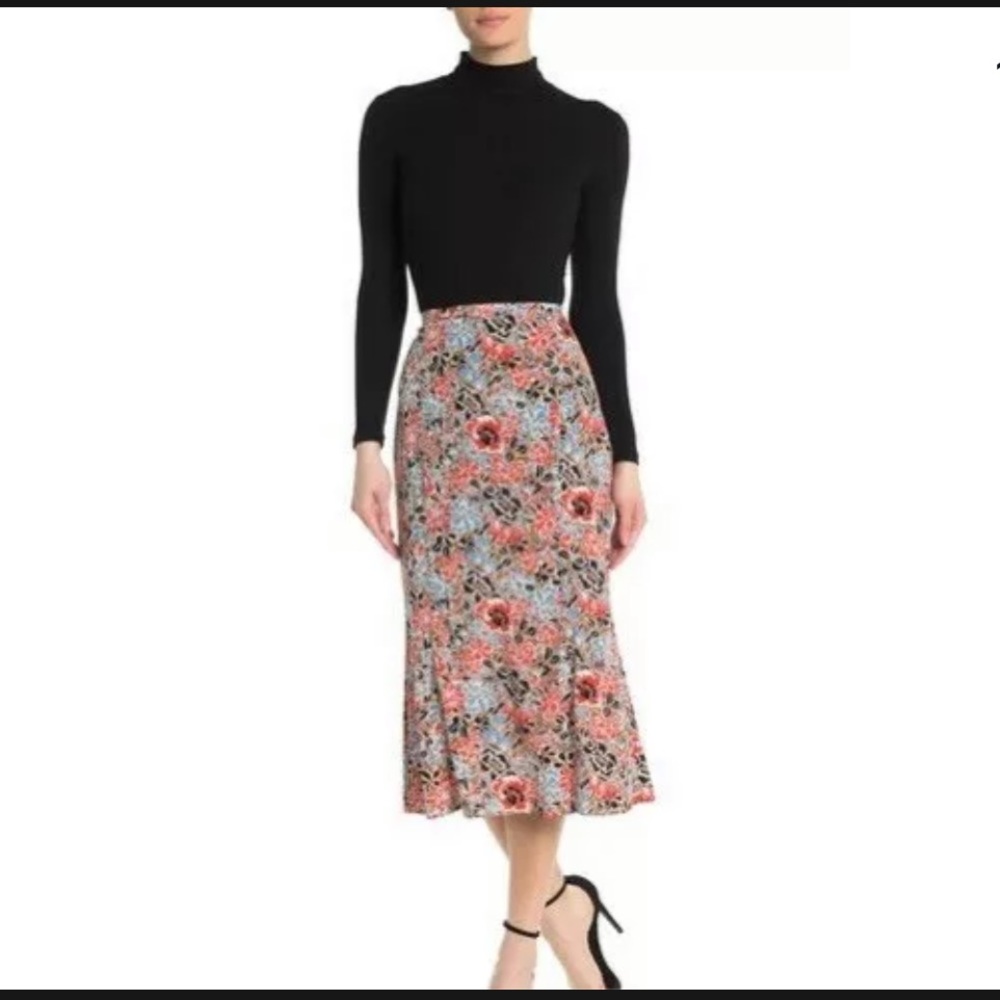NEW Veronica Beard Diane Floral Silk Midi Skirt Size 4